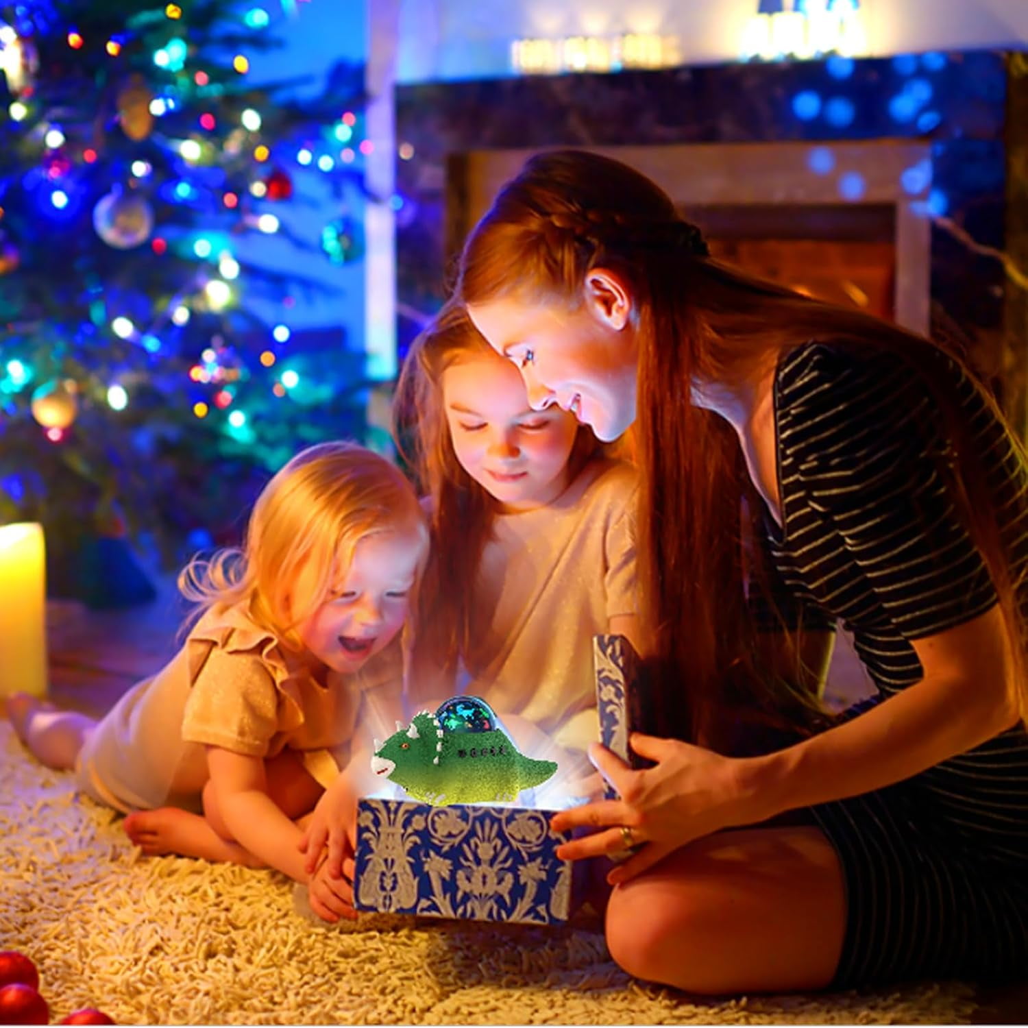 Dinosaur Night Light for Kids, Dino Night Lamp with Dinosaur Sound, Crawling, White Noises, Rotating Colorful Ceiling Projector for Bedroom(Green)