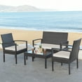 thumbnail image 1 of Costway 4pcs Rattan Patio Furniture Set Garden Lawn Sofa Wicker Cushioned Seat Brown, 1 of 10