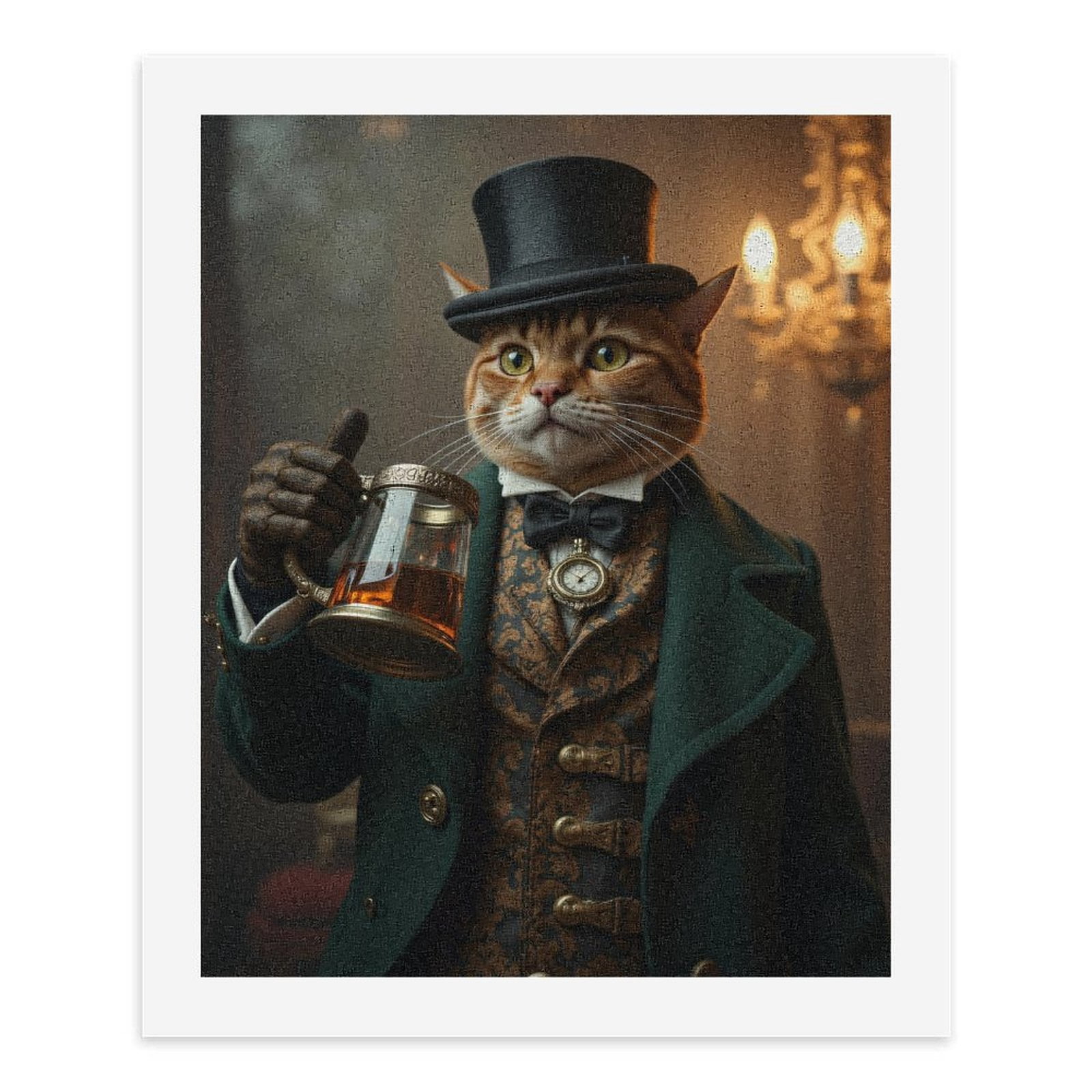 Paint by Numbers Kit for Adults, Steampunk Feline Gentleman Paint by Numbers, Easy Paint by Numbers Kit for Adults Beginner, DIY Adult Paint by Number Kits on Canvas, 12x16in Home Decor