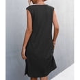thumbnail image 1 of Vestido sin mangas Crtynell con cuello en V ribete de volantes poliéster Suelto corto para mujer, 1 of 5