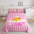 thumbnail image 3 of Feelyou Funny Cute Duck Bedding Comforter Set, Girly Pink Plaid Patchwork Twin Comforter Sets, Teens Kids Boys Girls Reversible Bedding Set, Lightweight Room Decor, 2pcs, 3 of 9