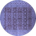 thumbnail image 1 of Ahgly Company Indoor Round Oriental Blue Industrial Area Rugs, 5' Round, 1 of 4