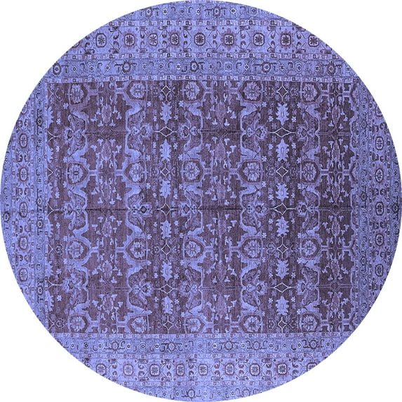 Ahgly Company Indoor Round Oriental Blue Industrial Area Rugs, 5' Round