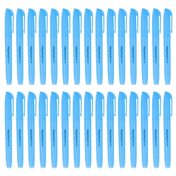 Uxcell Blue Highlighter, 30 Pack No Bleeds Highlighters Pens Neon Clear View Bright Quick Dry Pocket Marker Pen Sticks Chisel Tip Cute for Books Office Adults