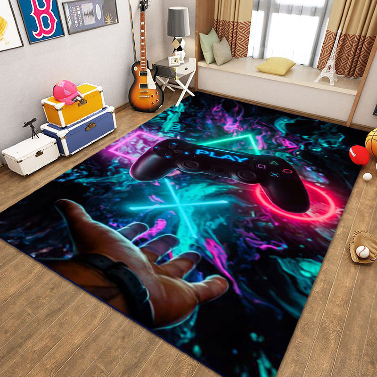 Large Rugs For Kids Boys Gamer Area Carpet 3D Printed Controller