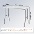 thumbnail image 6 of KFFKFF 24 x 48" Folding Commercial Prep Table Commercial Worktable Workstation Heavy-duty Stainless Steel Folding Table with 772 lbs Load, Kitchen Work Table, Silver, 6 of 8