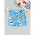 thumbnail image 3 of Musuos Toddler Boys Swim Trunks 6M 12M 18M 24M 3Y 4Y Shark/Tree Print Elastic Waist Swim Shorts Summer Beachwear for Infant, 3 of 8