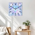 thumbnail image 3 of Stained Glass Wooden Wall Clock Silent Non Ticking, Blue Purple Floral Geometric Square Wall Clocks Battery Operated, Decor Clock for Home Office, Living Room, Kitchen, 10 Inch, 3 of 9
