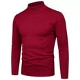 thumbnail image 5 of Suéter ajustado de cuello alto medio de color sólido para hombre, camisa informal coreana para hombre, 5 of 5