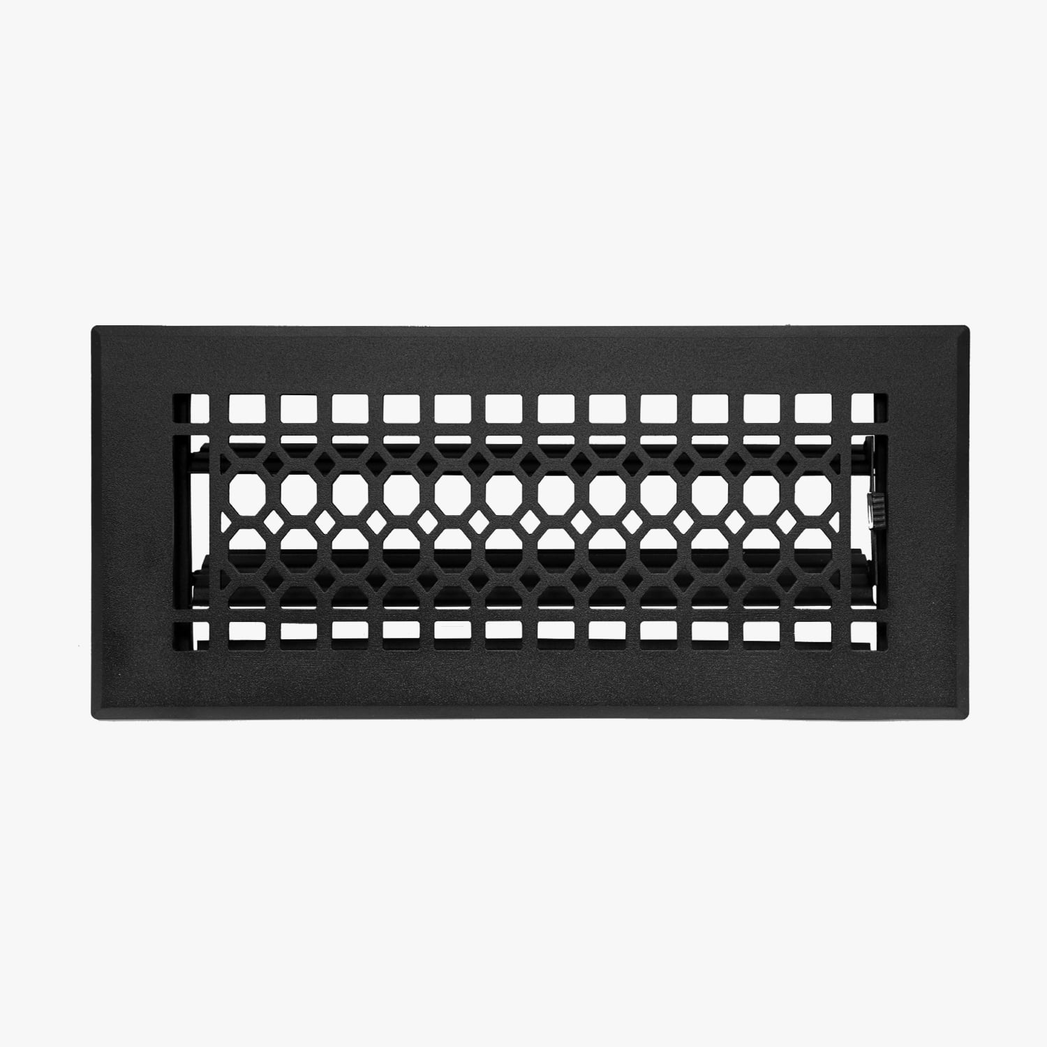Naiture Louvered Floor Register, Honeycomb Style Stainless Steel with Damper or Lever, Duct Size 4" X 10" (Overall Size 5-1/4" X 11-5/8"), Black Finish