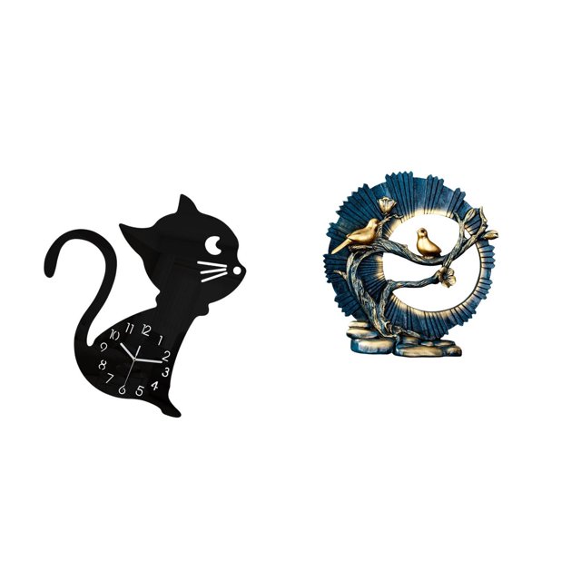 Reloj de pared con diseño de gato, resina acrílica, adorno, escultura de pareja, silencioso, para el hogar, guardería, sala de juegos, adecuado para r