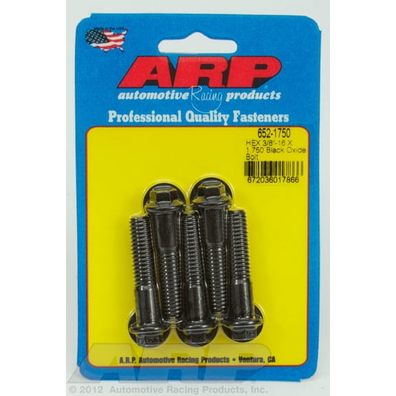 ARP 652-1750 Black Oxide 3/8-16" RH Thread 1.750" UHL 6-Point Bolt with 3/8" Socket and Washer, (Set of 5)