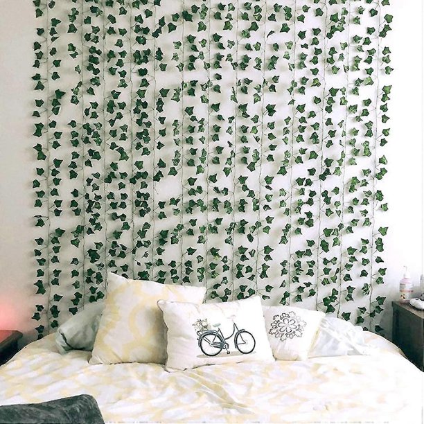 ZHAOCHENG 12 piezas de hiedra falsa de ratán falso, guirnalda de hiedra de seda, planta verde artificial, planta colgante verde, adecuada para pared de boda, sala de fiestas, cocina del hogar