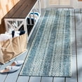 thumbnail image 2 of SAFAVIEH Courtyard Robert Striped Indoor/Outdoor Runner, 2'3" x 8', Light Grey/Blue, 2 of 10