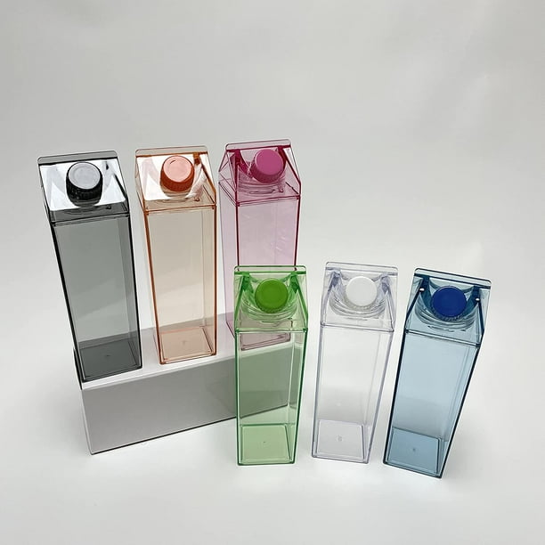 Bouteille d'eau carrée en carton de lait transparent, 250 ml, 7,1 x 7,1 x  10,4 cm : : Maison