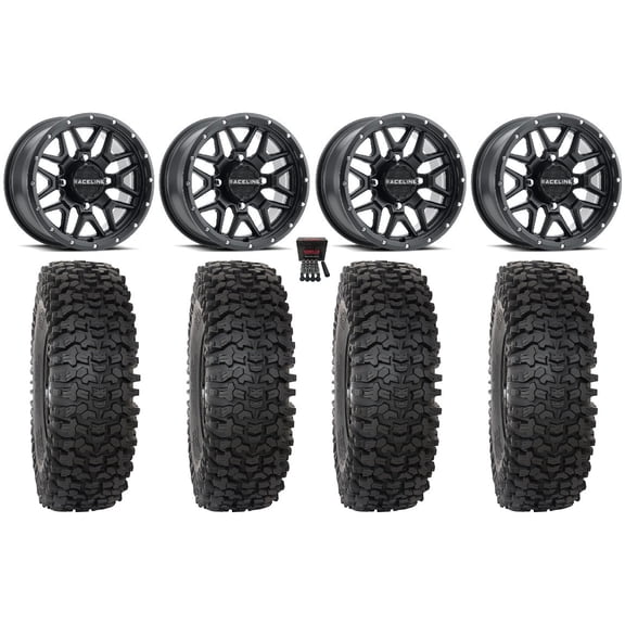 Raceline Krank 15" Wheels Black 35" RC500 Tires Can-Am Maverick X3 / Honda Pioneer 1000 / Talon