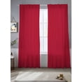 thumbnail image 4 of Sheer Curtain Panels Red Rod Pocket Voile Window Curtains Solid Color Window Treatments Ligh Filtering Privacy Curtain Drapes for Bedroom Living Room 2 Panel Set 108 Inch Length,, 4 of 9