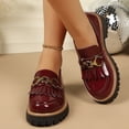 thumbnail image 5 of Black Platform Loafers for Women - Women's Slip-On Faux Leather Loafers, Chunky Comfort Shoes for Work & Dressy Occasions Size 36-43 Wine, 5 of 6