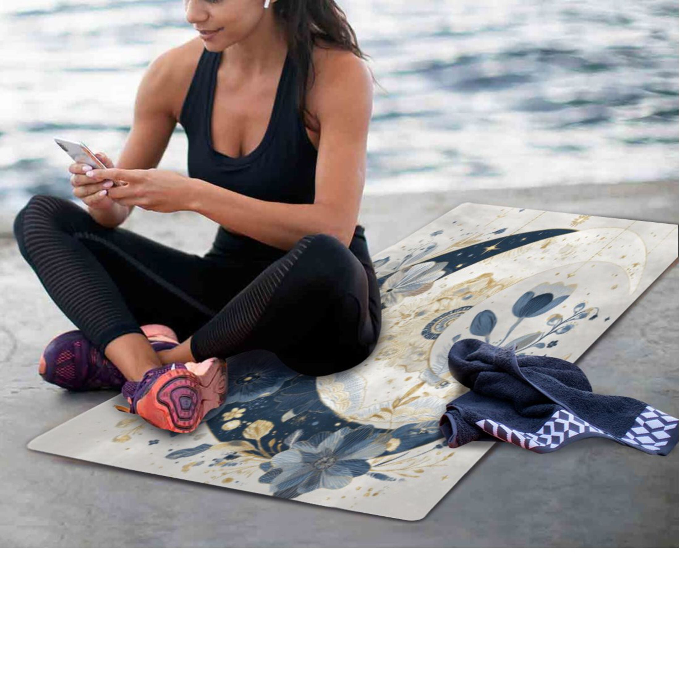 BZSMCE Yoga Mat Women Fitness Mat Lunar Bloom Altar Pattern