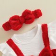thumbnail image 6 of Cjfdfy Newborn Girl Christmas Fall Outfit Christmas Bow Plush Patchwork Jumpsuit Long Sleeve Ribbed Romper With Bow Headband Cute My First Christmas Fall Winter Outfit, 6 of 9