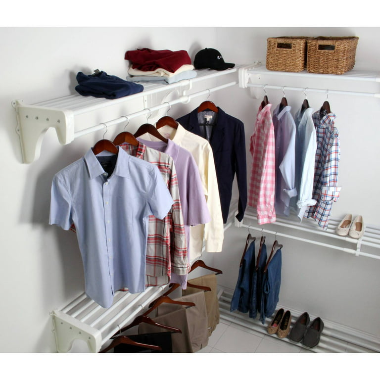 EZ Shelf Expandable Laundry Room Shelving Kit, Wall Mount, White 