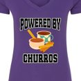 thumbnail image 4 of Inktastic Powered by Churros and Chocolate Women's V-Neck T-Shirt, 4 of 5