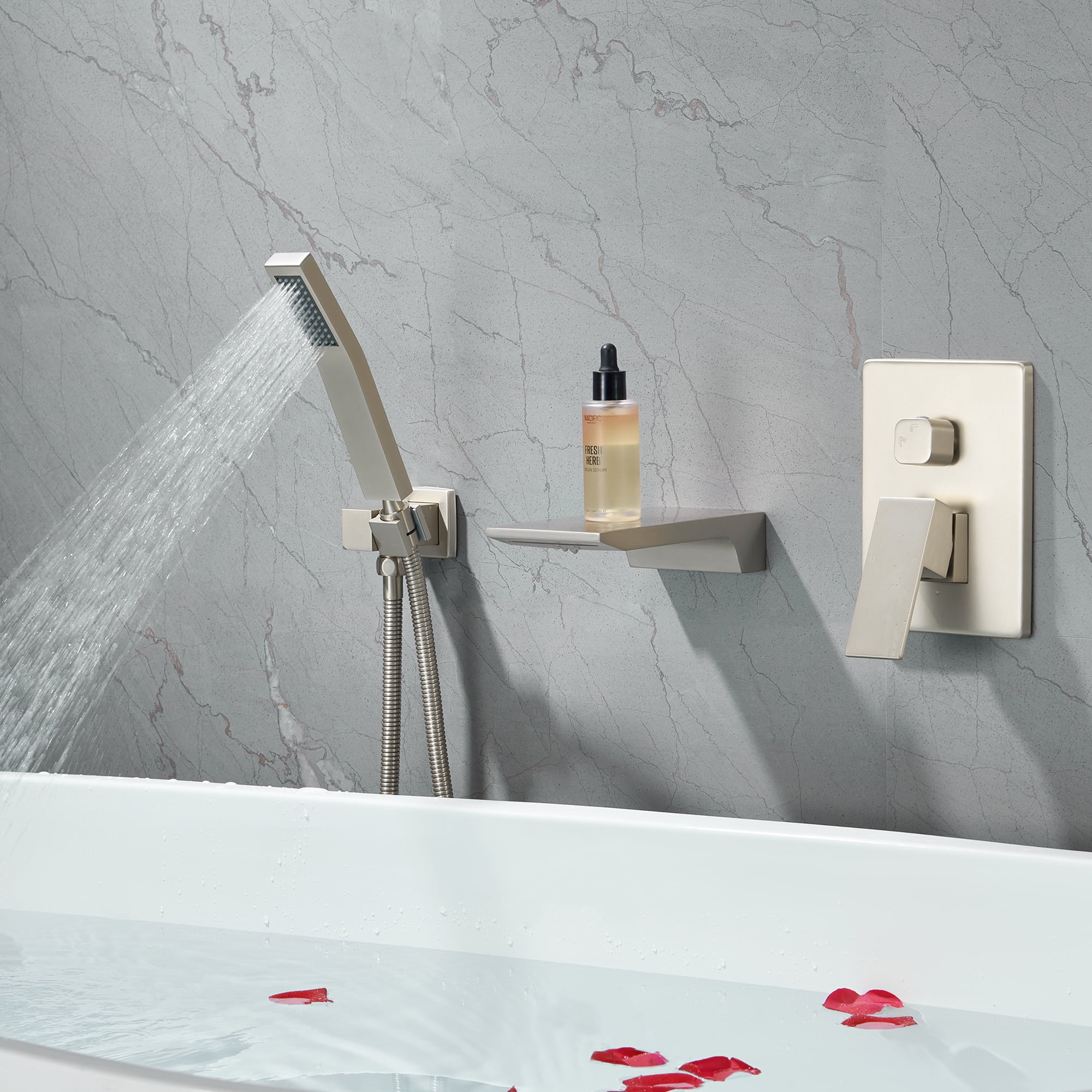 Tub Shower Faucets Sets Complete Brushed Gold Bathtub Shower System with Tub Spout, Bathtub Faucet Set Tub and Shower Faucet Combo Trim Kit with Rough-in Valve