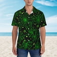 thumbnail image 4 of Lsque Green Bright Web with Spiders pattern Hawaiian Shirt for Men, Unisex Summer Beach Casual Short Sleeve Button Down Shirts-Large, 4 of 9