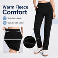 thumbnail image 4 of MASKERT Women’s Fleece Pants, High Waisted Casual Straight Leg Pants with Stretch, Warm Fleece Lined Slim Fit Pants with Zipper Pockets for Work Golf Hiking Daily Wear, 4 of 10