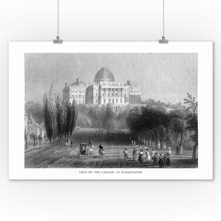 Washington, DC - Exterior View of the Capitol from the Grounds (9x12 Art Print, Wall Decor Travel