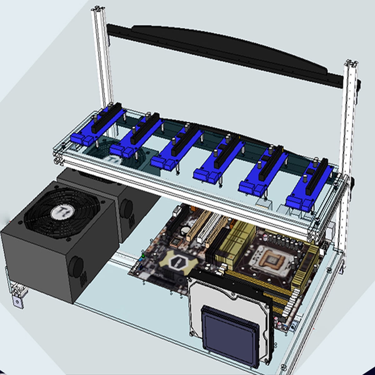 12 GPU Open Air Mining Rig Case Frame Bitcoin zCash Ethereum BTC LTC Coin