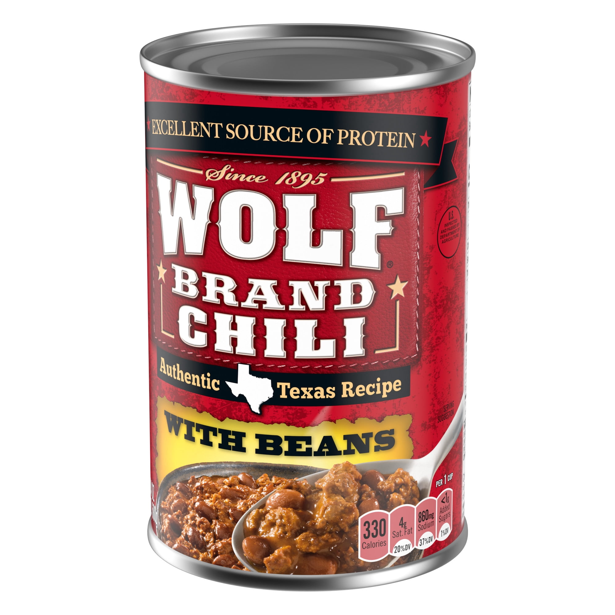 (12 pack) Wolf Brand Chili With Beans, 14g Protein Per Serving, 24 oz. Can