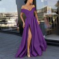 thumbnail image 4 of Off Shoulder Long Slit Prom Dresses A-Line Satin Formal Evening Party Gowns with Pockets, 4 of 4