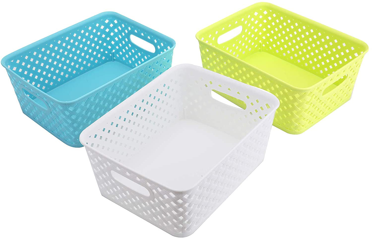 Small Plastic Storage Basket 11.5 x 7.75 x 4.25 Inch, 3 Pack