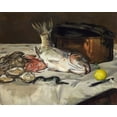 thumbnail image 2 of Manet, Edouard 18x15 Black Ornate Wood Framed with Double Matting Museum Art Print Titled - Fish Still Life, 2 of 4