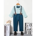 thumbnail image 3 of ZOEREA Toddler Baby Boy Suit Clothes Gentleman Wedding Outfits Long Sleeve Dress Shirt + Suspender Pants + Bowtie 1-5T, 3 of 7