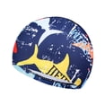 thumbnail image 2 of LJNYFDC Bathing Hat Breathable Fabric Swimming Hat Exquisite Pattern High Elastic Quick Dry Tear resistant Protective Polyester Unisex Print Swimming, 2 of 7