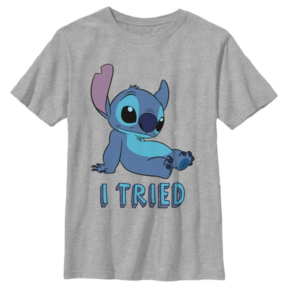 Boy's Lilo & Stitch I Tried Relaxed Stitch Graphic Tee Athletic Heather Small