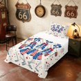 thumbnail image 3 of Manfei Funny Skull Skeleton Twin Sheets, Patriotic US Flag Bedding, Red White Blue, Colorful Stars Reversible 3 Pieces (1 Flat Sheet, 1 Fitted Sheet and 1 Pillowcase), 3 of 6