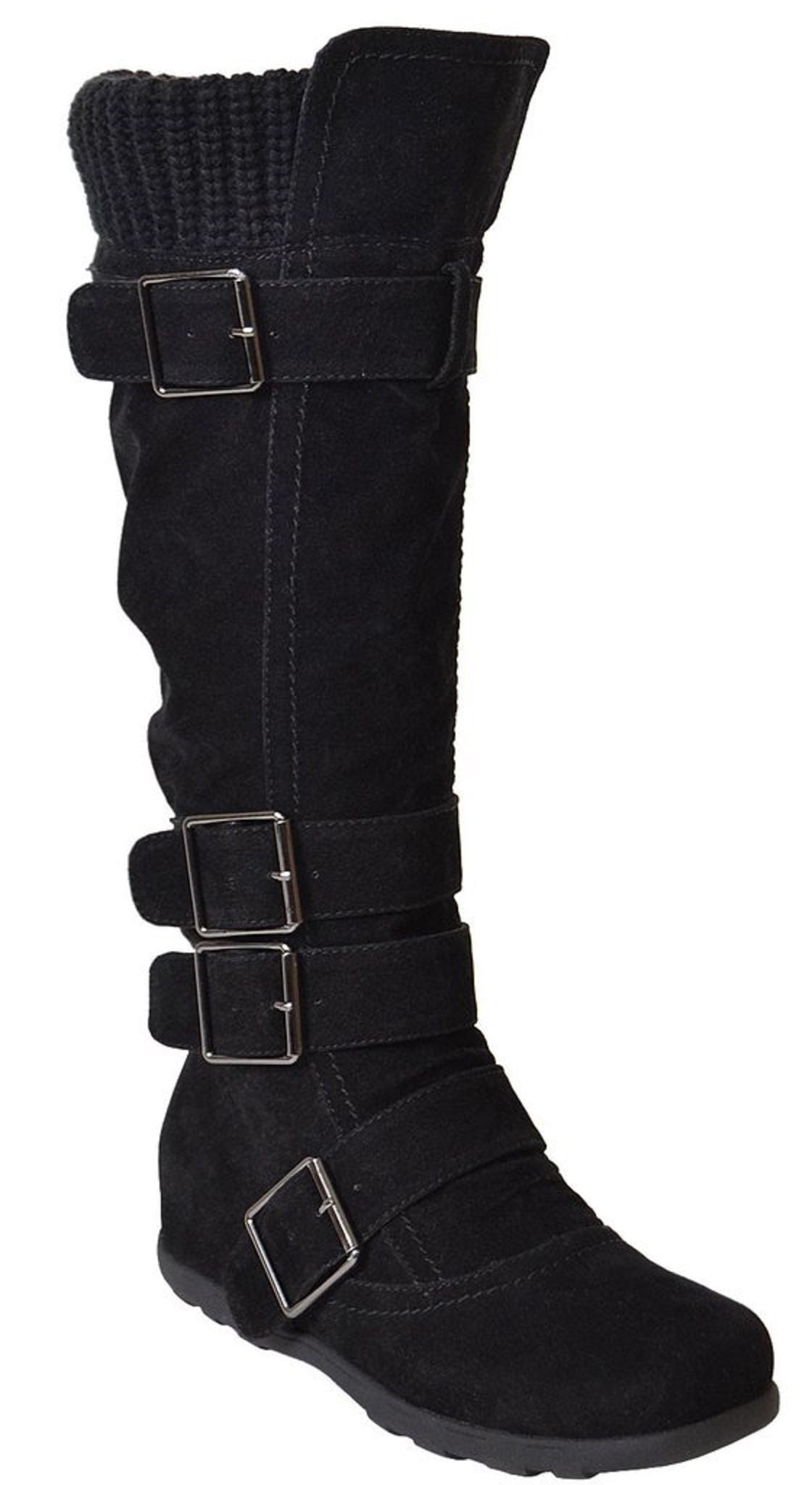 womens black suede mid calf boots