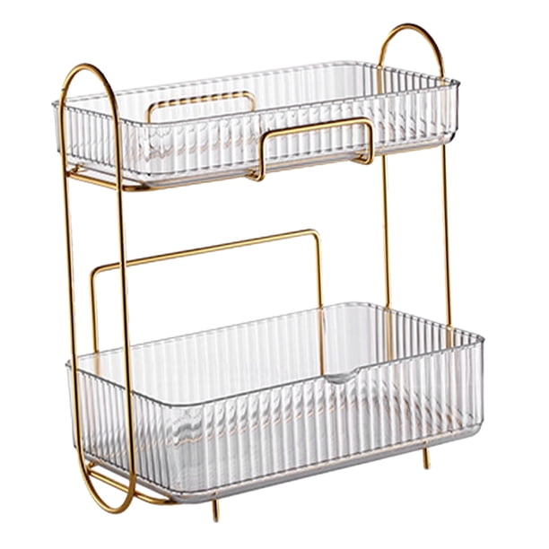 Organizador De Maquillaje De Encimera De Estante De Tocador, Estante De Soporte Cosmético De 2 Niveles De Gran Capacidad Para Tocador De