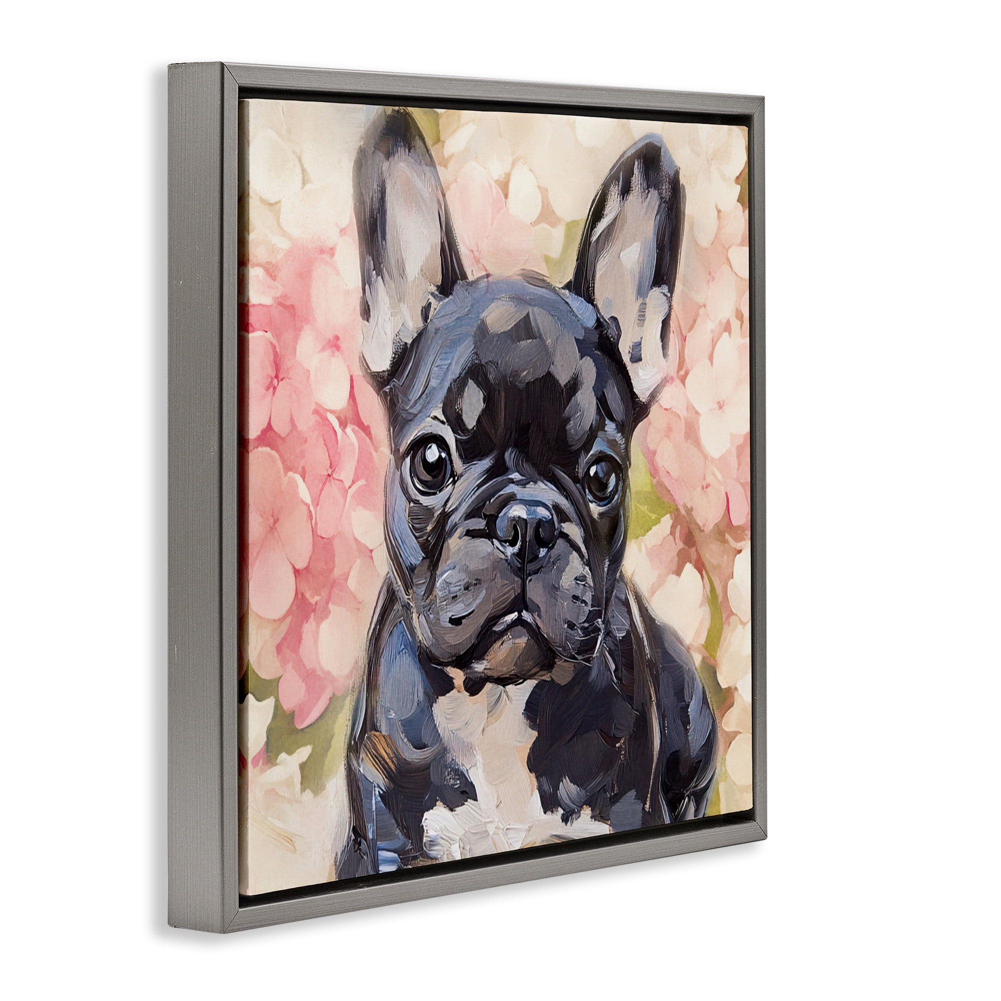 Stupell Industries Sweetest Little Bulldog Gray Framed Floater Canvas Wall Art, design by Tina LeCour