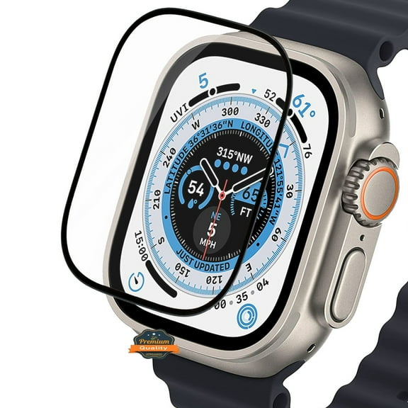 Protector For Apple Watch Ultra 49mm (Series 2) LTE Tempered Glass Screen Protector [Full Coverage] Curved Fit Black Edged 9H Hardness Glass Protector Cover - Clear Black