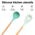 thumbnail image 3 of Juego de utensilios de cocina, 2 utensilios de cocina de madera y silicona, utensilios de cocina antiadherentes y resistentes al calor, 3 of 5