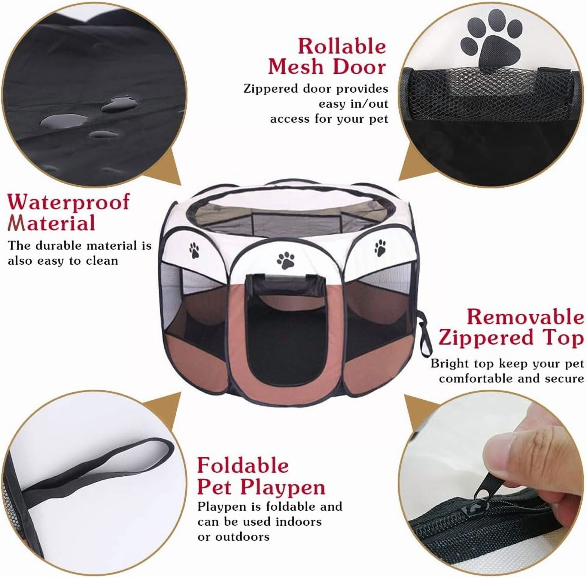 Portable Pet Playpen, Dog/Cat Playpen Foldable Pet Exercise Pen Tents Dog Kennel House Playground for Indoor Outdoor Travel Camping Use,30"x30"x18"