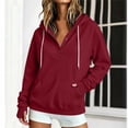 thumbnail image 4 of Hoodies for Women Casual Button Sweatshirt Oversized Fall Clothes Fleece lined, Hooded,Cozy Trendy Pullover Hoodies,Sweatshirts with Pockets For Fall & Winter,Cozy Sweaters， jackets, 4 of 7