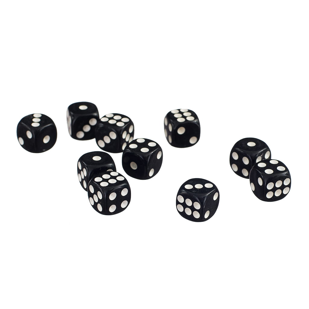 50pcs 12mm Opaque Six Sided Spot D6 Dice Games for RPG   Black