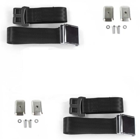 safeTboy  Black Lap Bucket Seat Belt Kit for 1977-1979 Ford Thunderbird Airplane 2 Point - 2 Belts