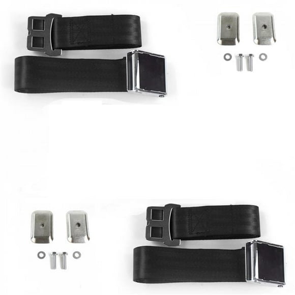 Buick Roadmaster 1949-1953 Airplane 2 Point Black Lap Bucket Seat Belt Kit - 2 Belts
