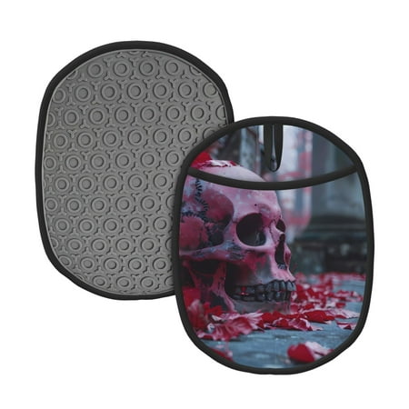 

Lukts Gothic Red Skull Cemetery Print Silicone Pot Mat Mitten With Hanging Loop Heat Resistant Oven Mitts Non-Slip Bbq Baking Smoking Potholders